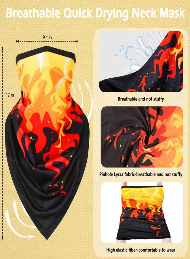 RIDEIWAKE Bandana Neck Gaiter with Ear Loops Balaclava Face Scarf Mask Quick-Dry Half Masks for Women Men - Dustproof & UV Sun Protection & Breathable（Red Flame） - Image 2